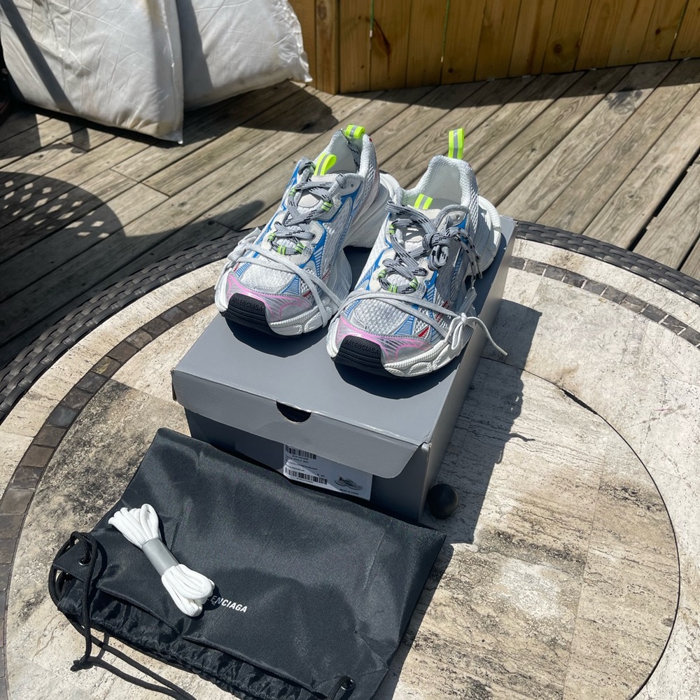 Balenciaga White and Blue Sneakers